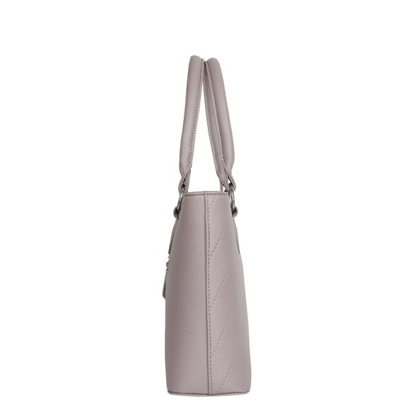 Top-Handle Tote Bag – Vegan Leather Women's Mauve Satchel Purse or Shoulder Bag - Picture 7 of 11